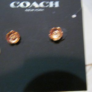 Coach New York dainty flower gold tone pierced earrings new